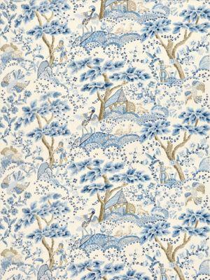 Scalamandre Kelmescott Hand Block Print Porcelain Fabric