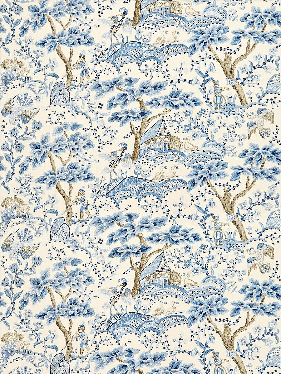 Scalamandre Kelmescott Hand Block Print Porcelain Fabric