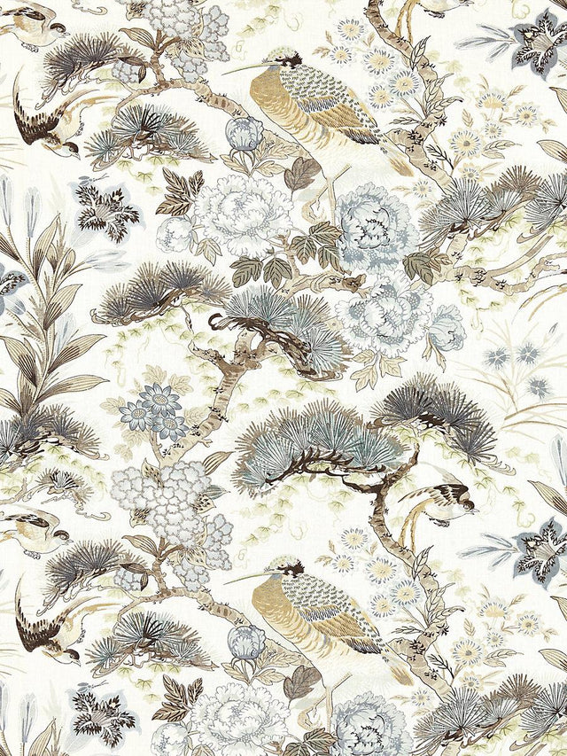 Scalamandre Shenyang Linen Print Parchment Fabric