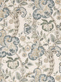 Scalamandre Cumbria Hand Block Print Aquamarine On Ivory Fabric