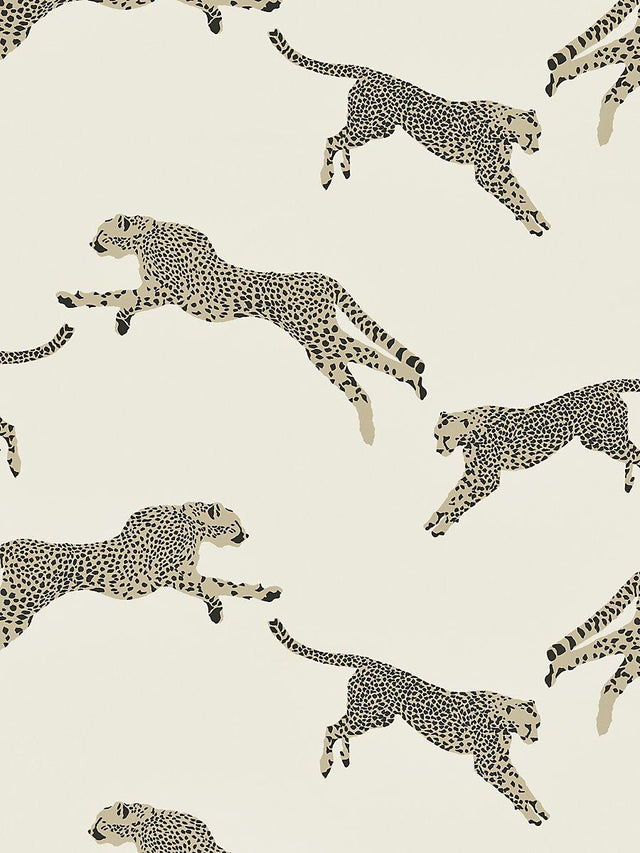 Scalamandre Leaping Cheetah Cotton Print Dune Fabric