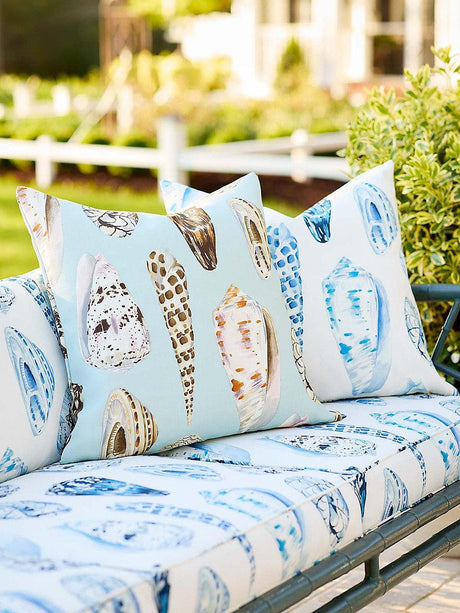 Scalamandre Coquina | Outdoor Multi On Sea Blue Fabric