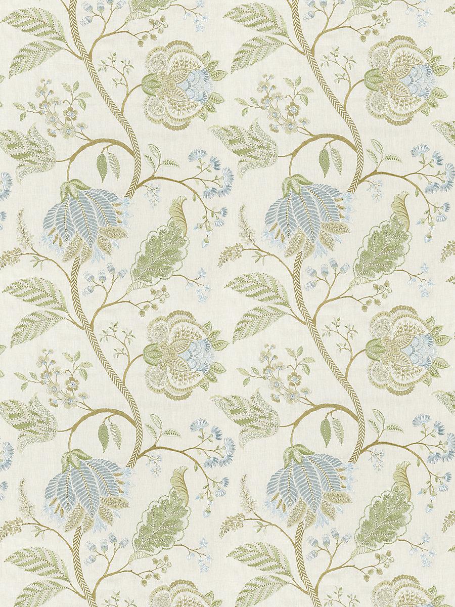 Scalamandre Palampore Embroidery Summer Sage Fabric