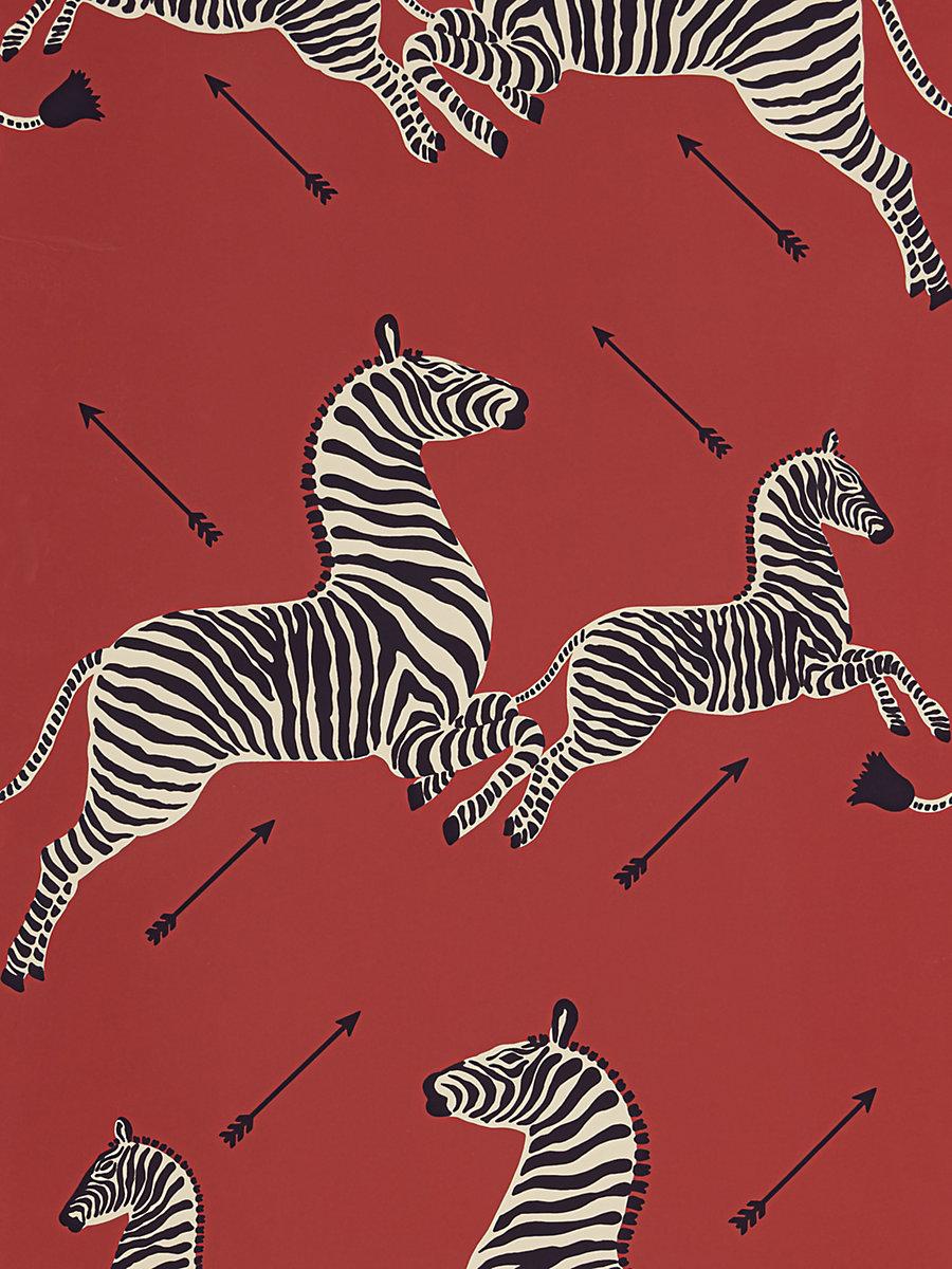 Scalamandre Zebras | Vinyl Masai Red Wallpaper