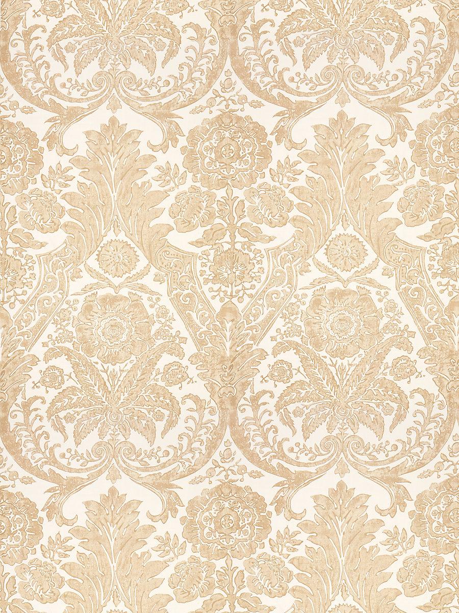 Scalamandre Luciana Damask Print Sand Wallpaper