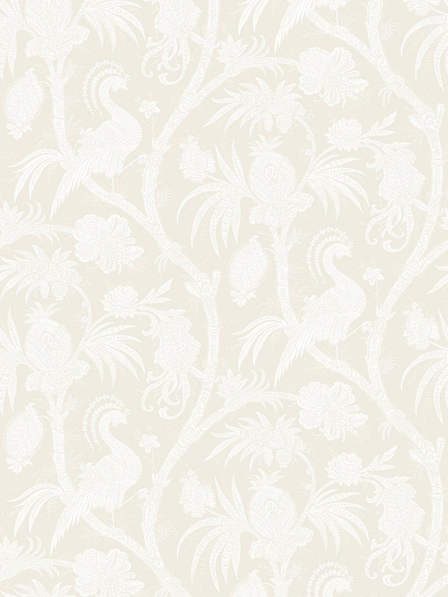 Scalamandre Balinese Peacock Alabaster Wallpaper