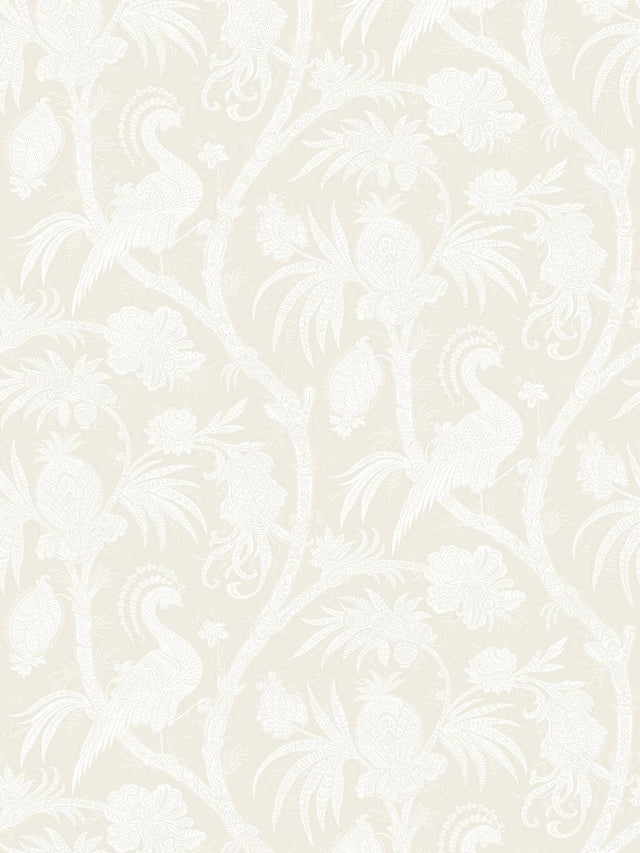 Scalamandre Balinese Peacock Alabaster Wallpaper