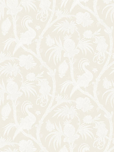 Scalamandre Balinese Peacock Alabaster Wallpaper