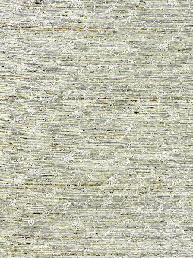 Scalamandre Olivia Embroidered Grasscloth Winter Wheat Wallpaper