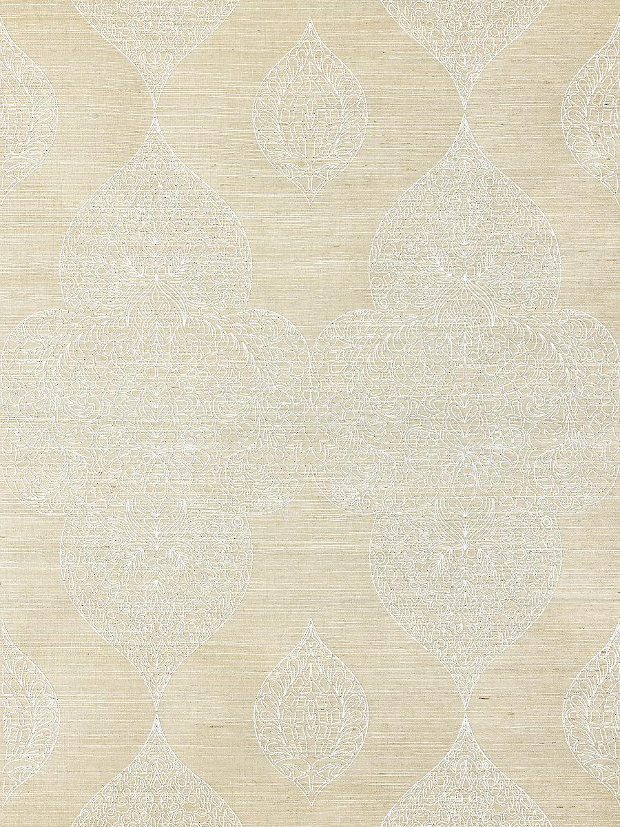 Scalamandre Taj Embroidered Sisal Chai Wallpaper
