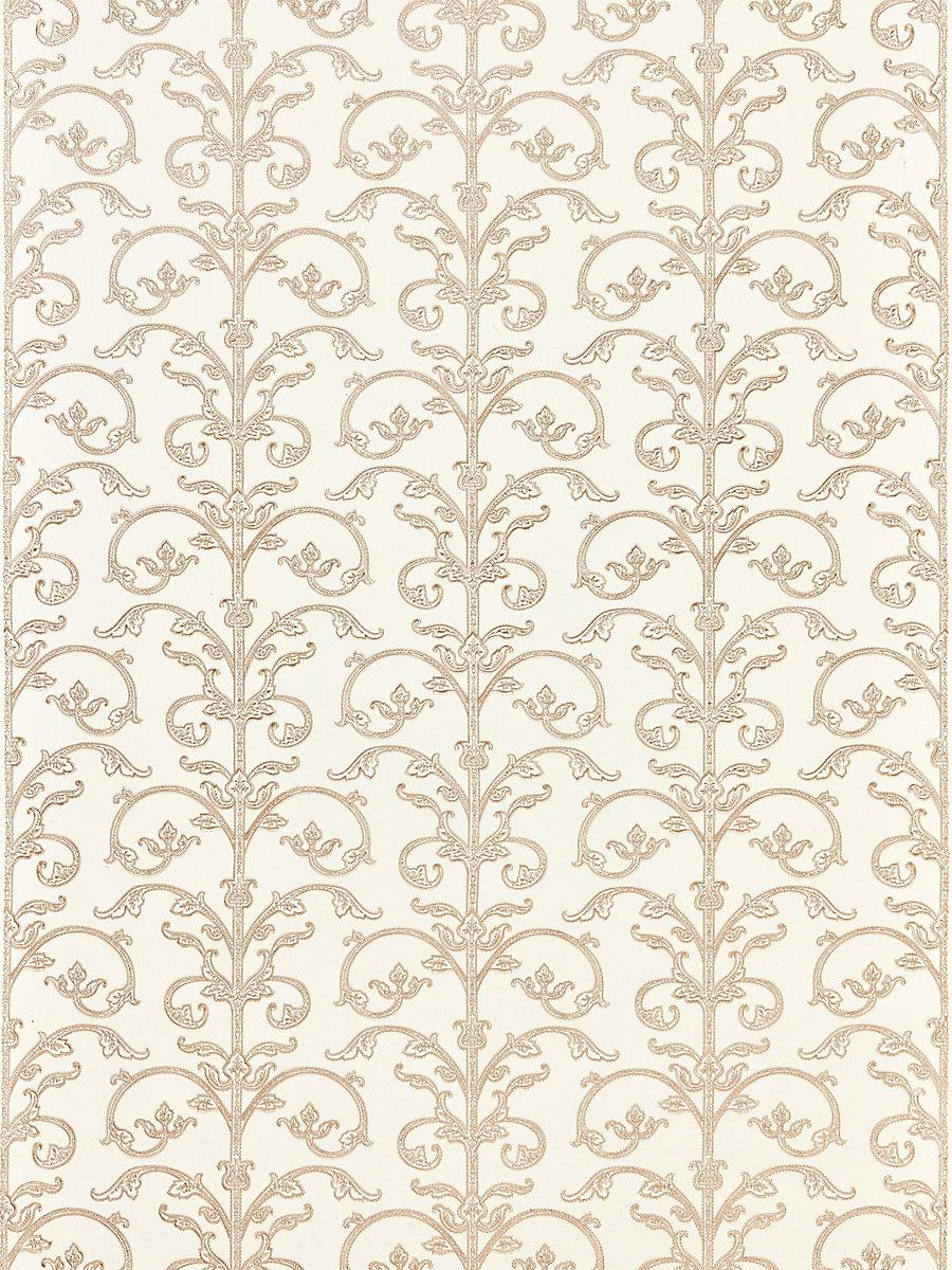 Scalamandre Saxony Scroll Wallcovering Latte Wallpaper