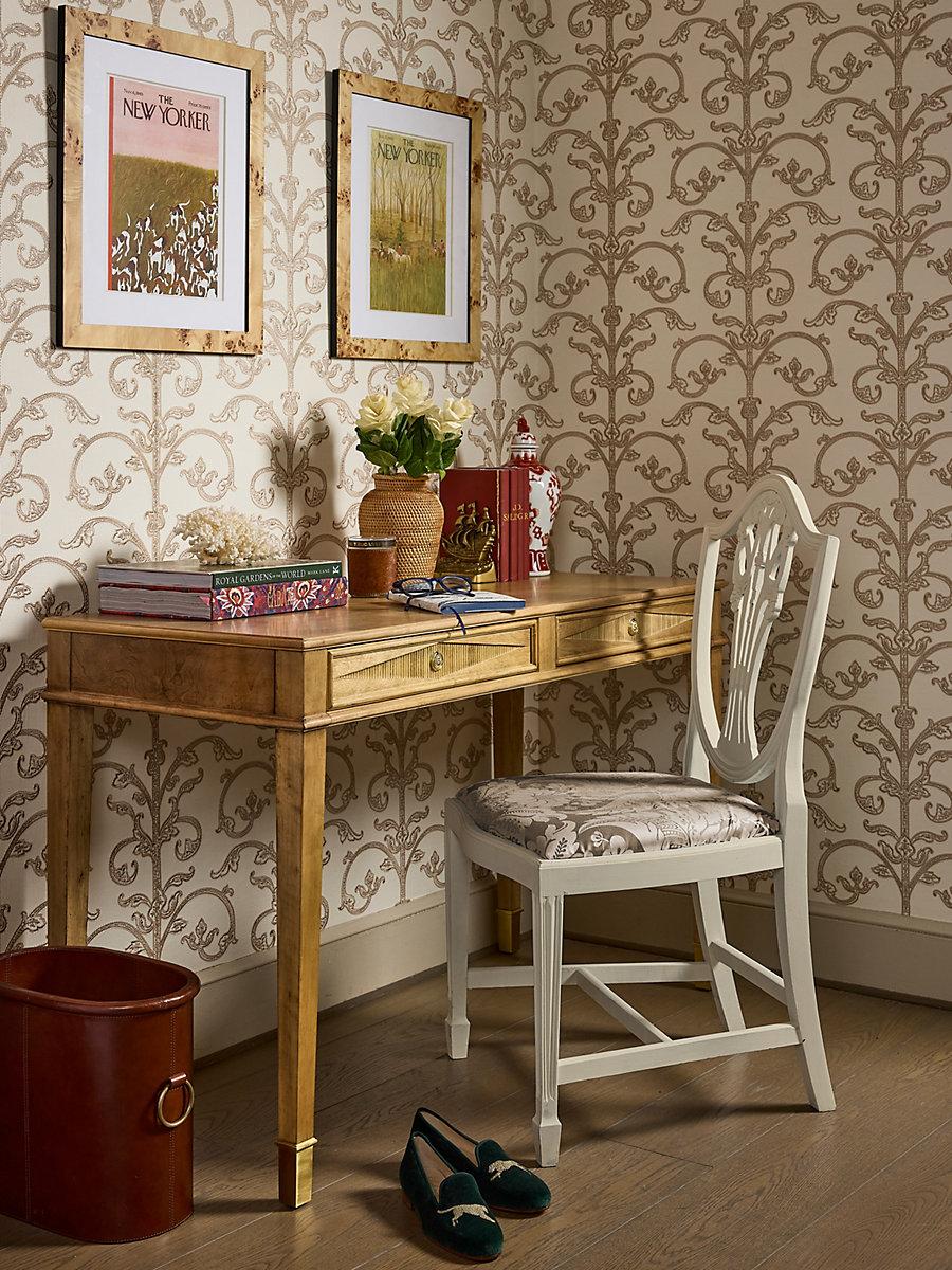 Scalamandre Saxony Scroll Wallcovering Latte Wallpaper