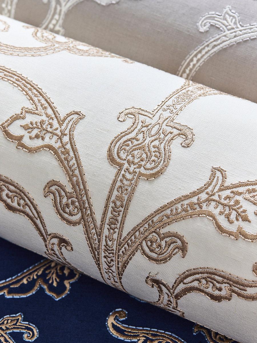 Scalamandre Saxony Scroll Wallcovering Latte Wallpaper