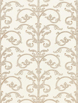 Scalamandre Saxony Scroll Wallcovering Latte Wallpaper