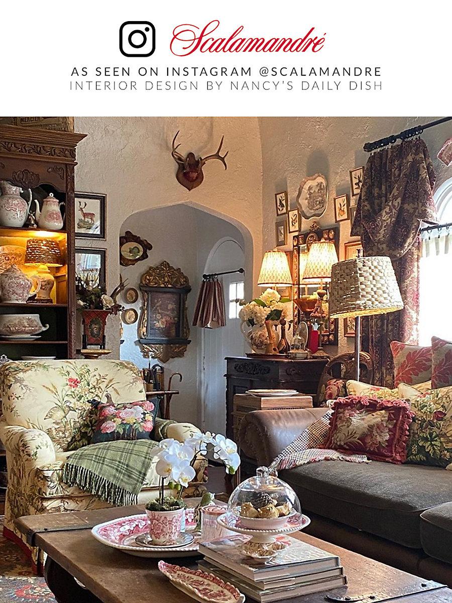 Scalamandre Edwin'S Covey Linen Print Multi On Sisal Fabric