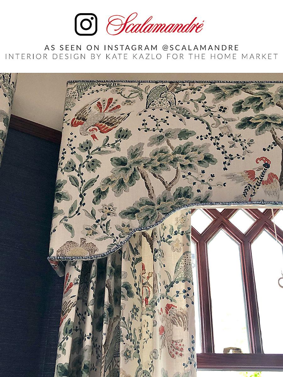Scalamandre Kelmescott Hand Block Print Leaf On Ivory Fabric