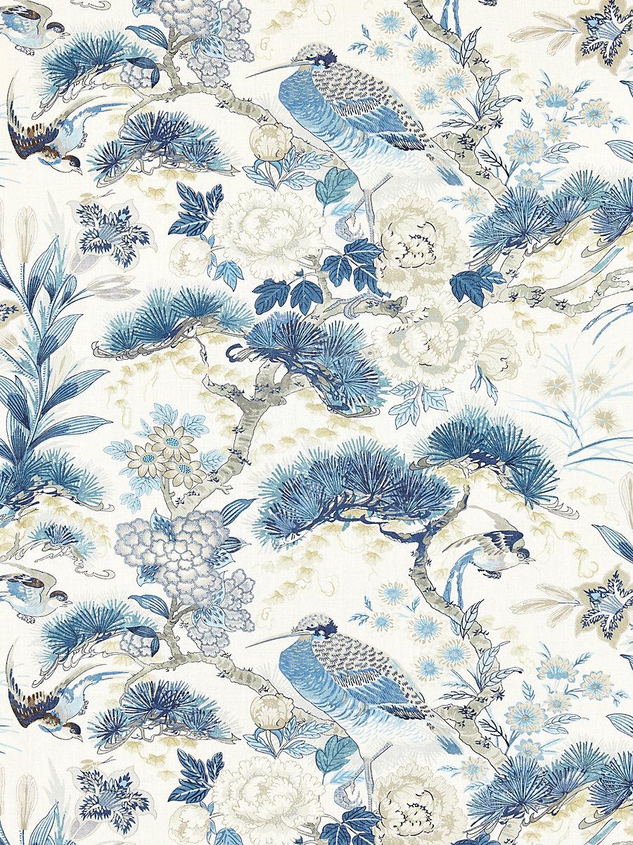 Scalamandre Shenyang Linen Print Porcelain Fabric