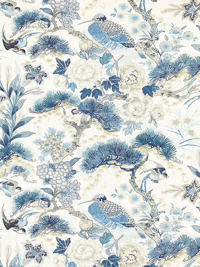 Scalamandre Shenyang Linen Print Porcelain Fabric