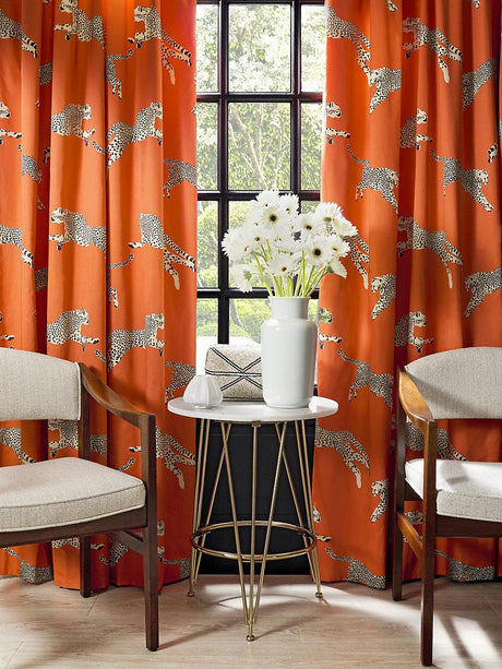 Scalamandre Leaping Cheetah Cotton Print Clementine Fabric