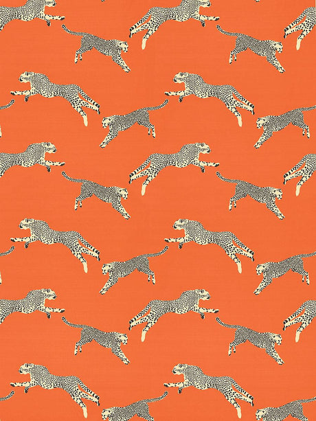 Scalamandre Leaping Cheetah Cotton Print Clementine Fabric