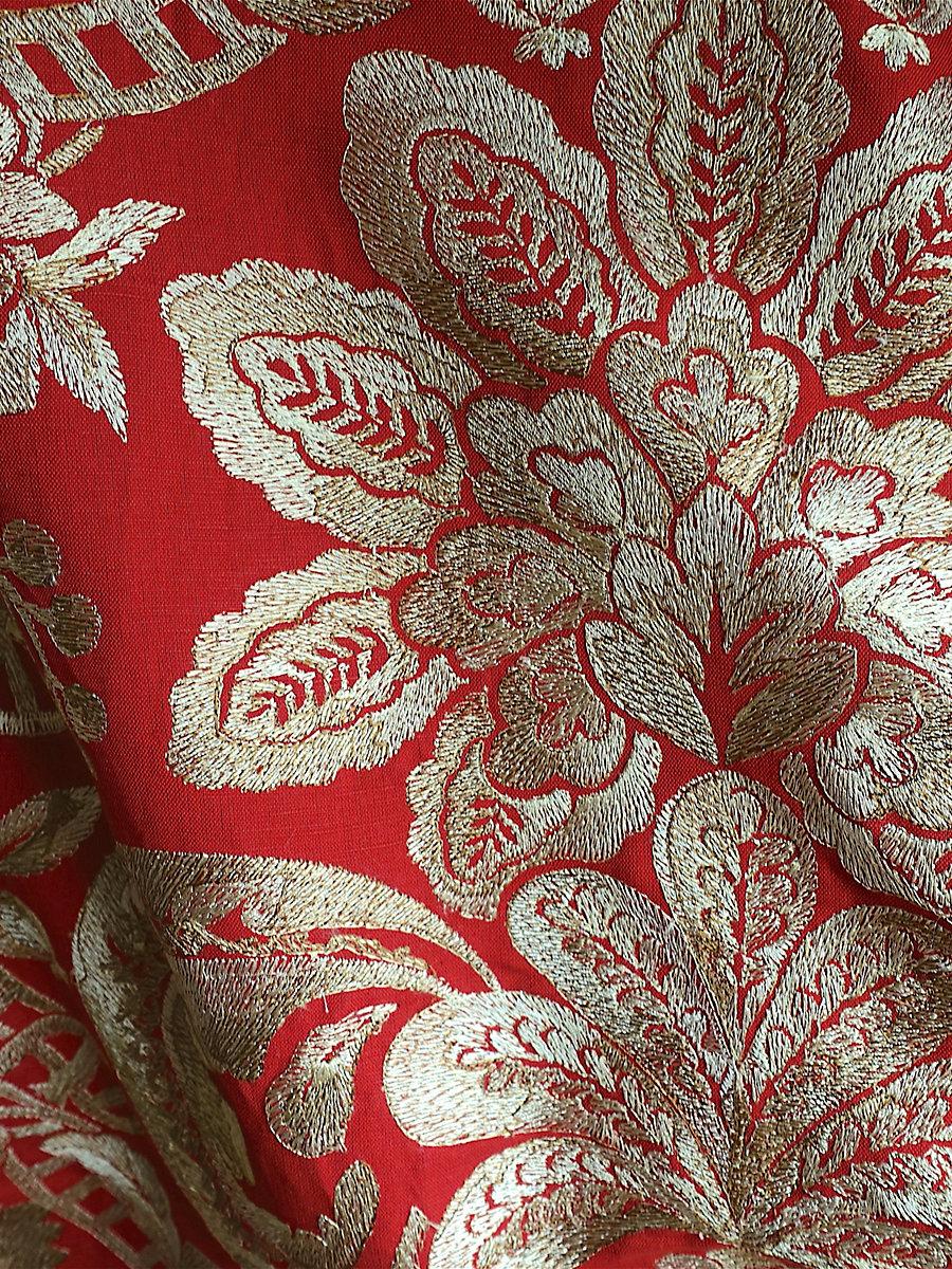 Scalamandre Elizabeth Damask Embroidery Aquamarine Fabric
