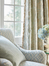 Scalamandre Elizabeth Damask Embroidery Aquamarine Fabric