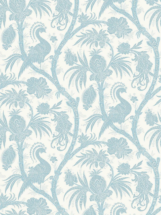 Scalamandre Balinese Peacock Sky Wallpaper