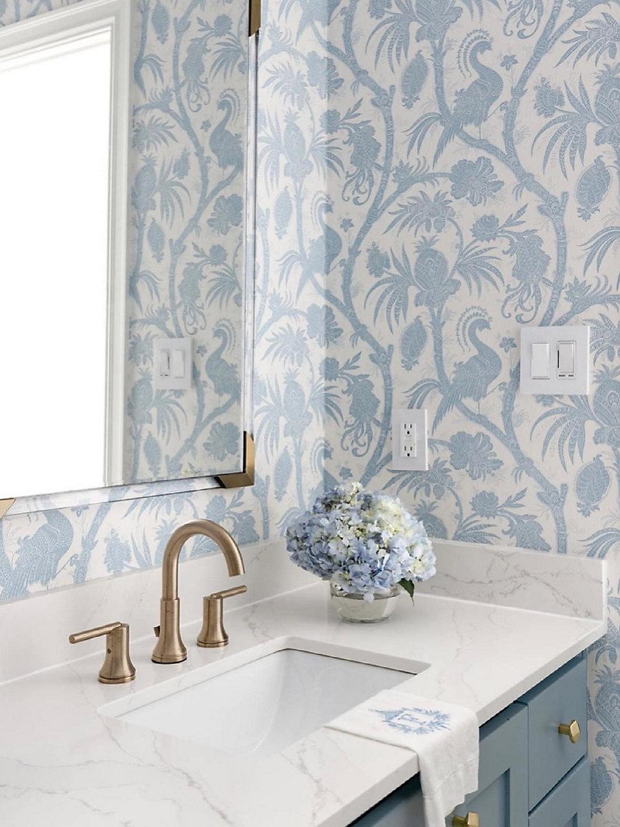 Scalamandre Balinese Peacock Sky Wallpaper