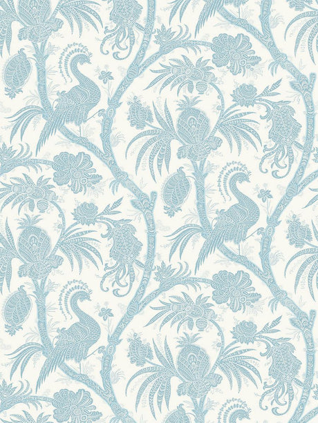 Scalamandre Balinese Peacock Sky Wallpaper