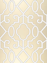 Scalamandre Ming Fretwork Wallpaper Champagne - Pearlescent Wallpaper