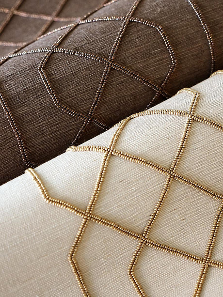 Scalamandre Adelaide Beaded Sisal Burnished Gold Wallpaper
