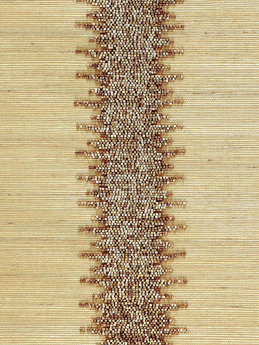 Scalamandre Veronica Beaded Grasscloth Burnished Gold Wallpaper