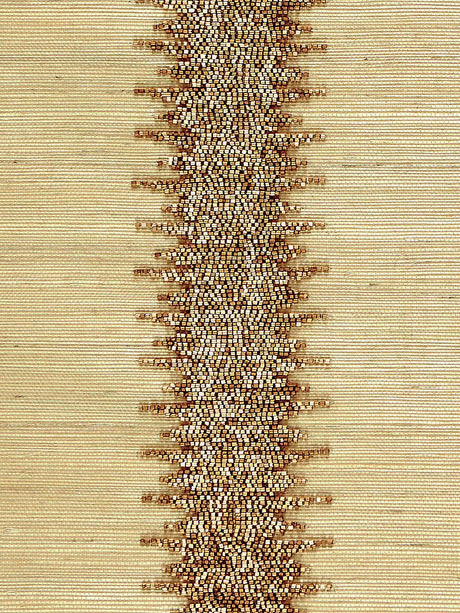 Scalamandre Veronica Beaded Grasscloth Burnished Gold Wallpaper