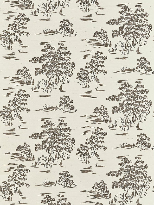 Scalamandre Katsura Embroidered Toile Bark Wallpaper