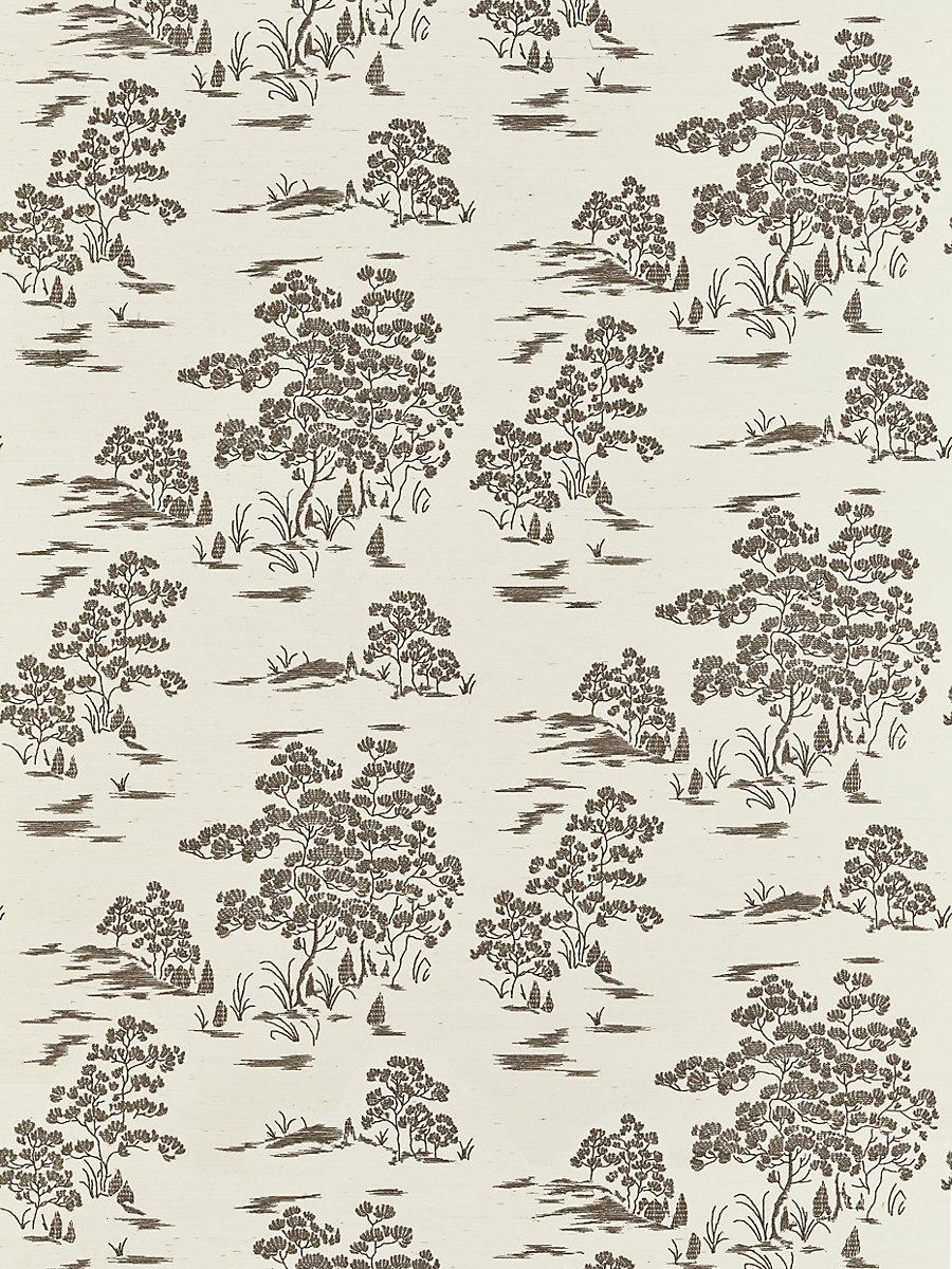 Scalamandre Katsura Embroidered Toile Bark Wallpaper