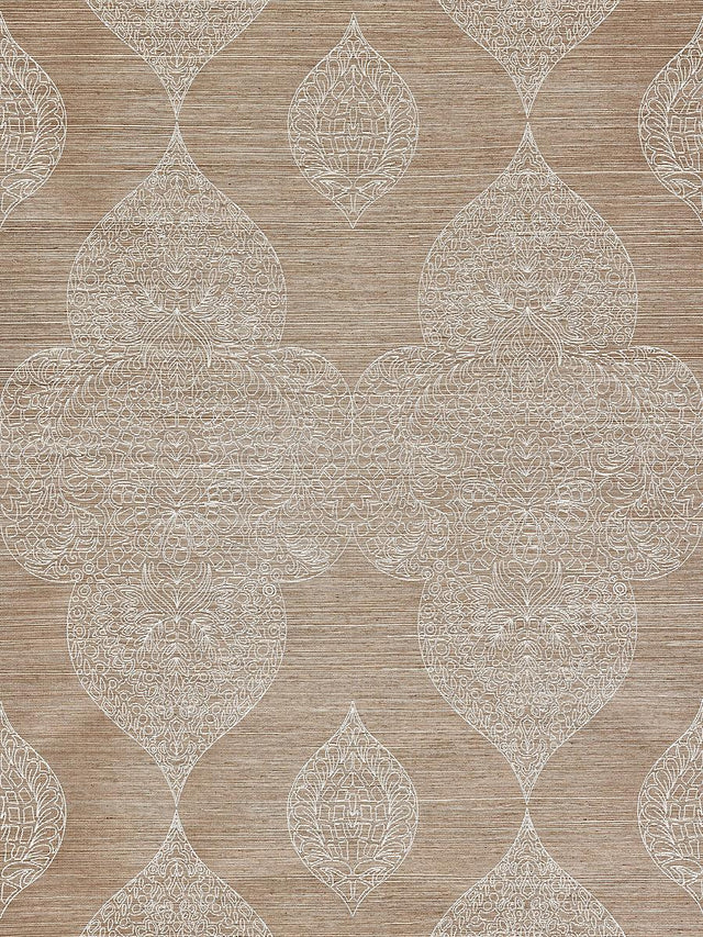 Scalamandre Taj Embroidered Sisal Nutmeg Wallpaper
