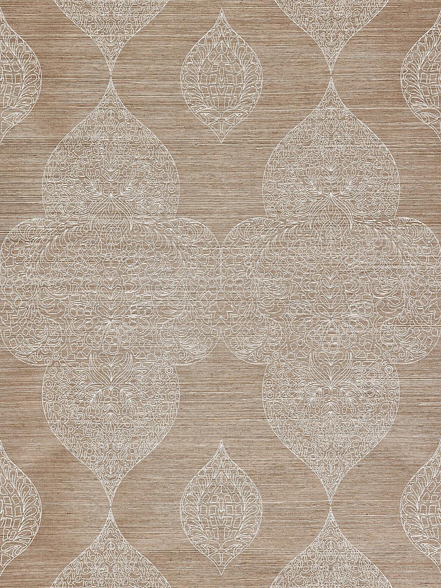 Scalamandre Taj Embroidered Sisal Nutmeg Wallpaper