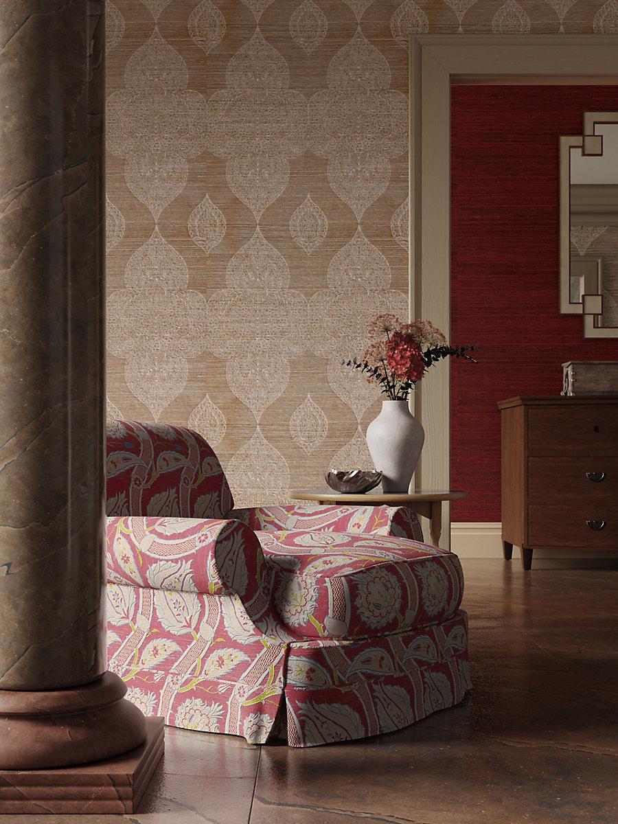 Scalamandre Taj Embroidered Sisal Nutmeg Wallpaper