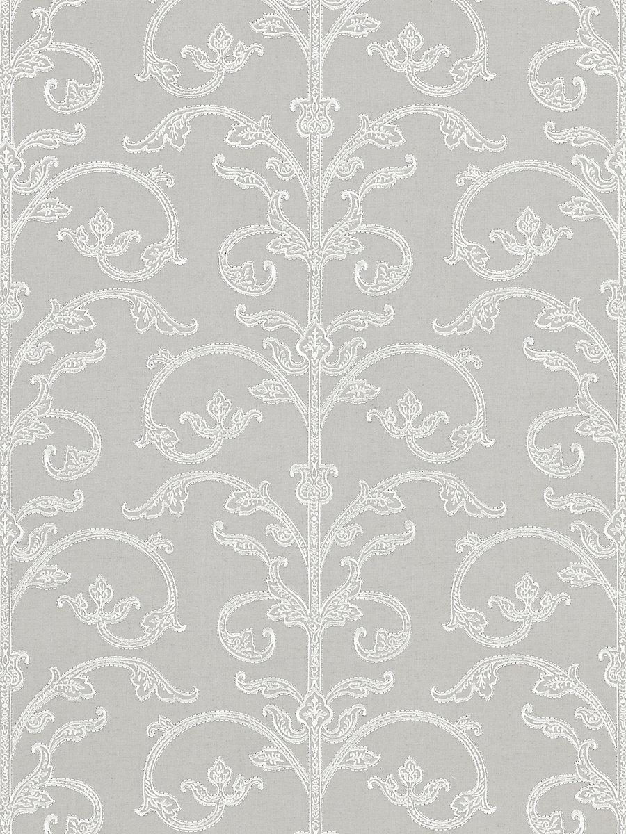 Scalamandre Saxony Scroll Wallcovering Steel Wallpaper