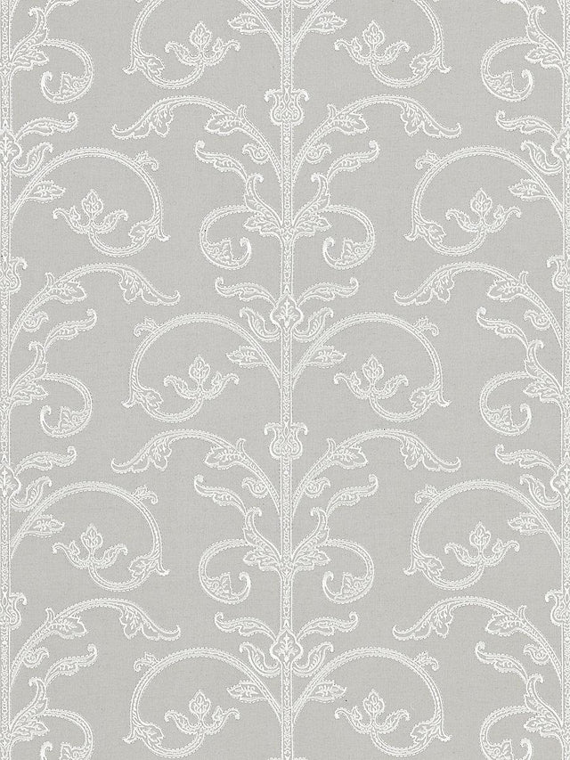 Scalamandre Saxony Scroll Wallcovering Steel Wallpaper
