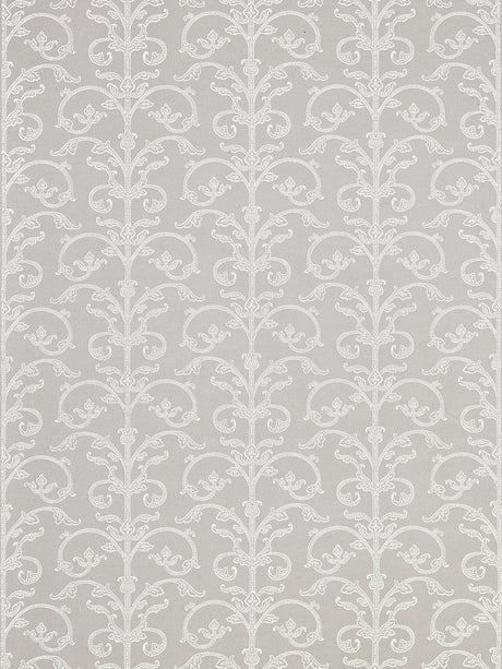 Scalamandre Saxony Scroll Wallcovering Steel Wallpaper