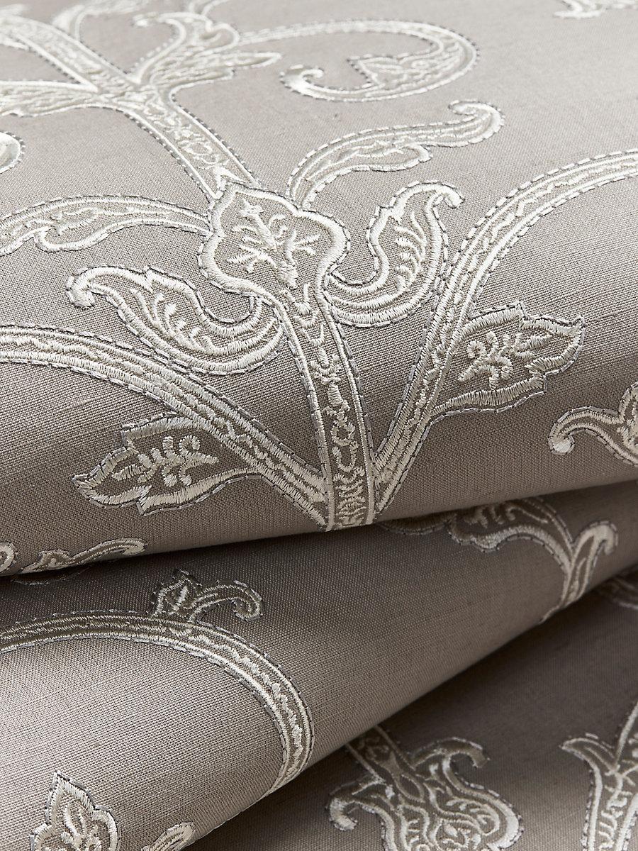 Scalamandre Saxony Scroll Wallcovering Steel Wallpaper