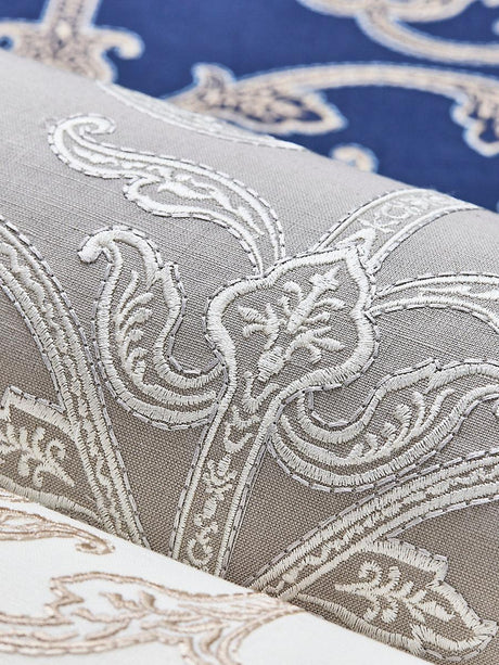 Scalamandre Saxony Scroll Wallcovering Steel Wallpaper