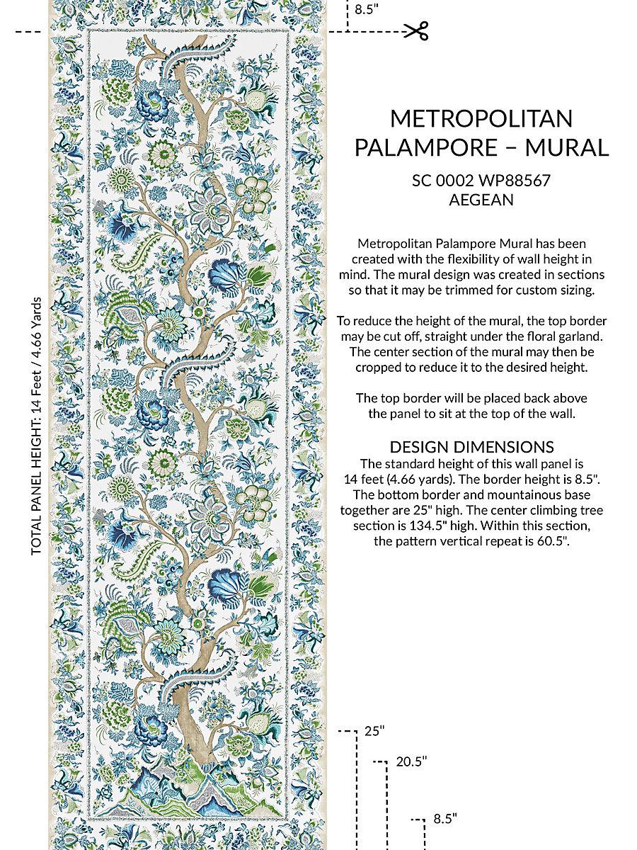 Scalamandre Metropolitan Palampore | Mural Aegean Wallpaper
