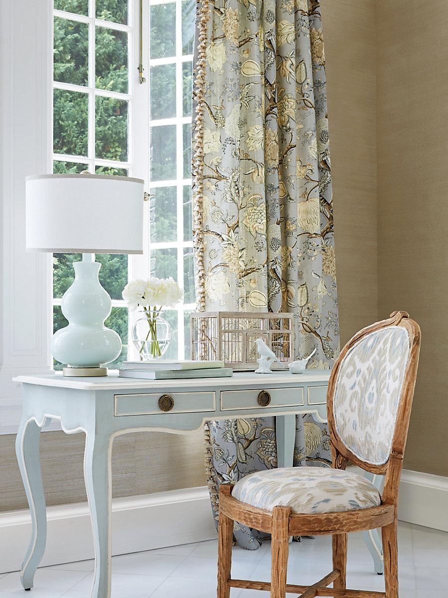 Scalamandre Pondicherry Linen Print Mineral Fabric