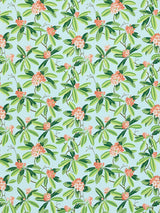 Scalamandre Rhododendron | Outdoor Coral On Aqua Fabric