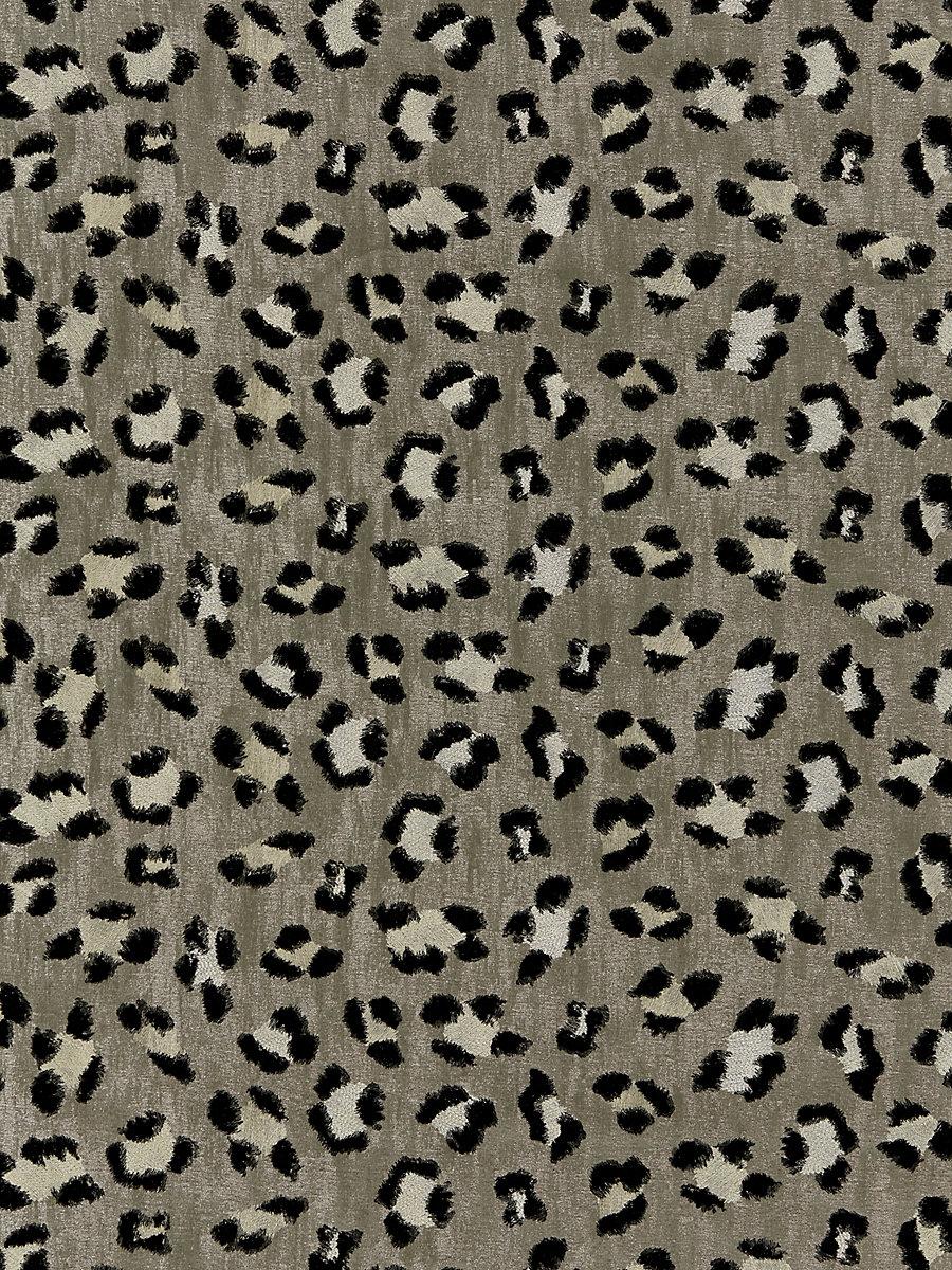 Scalamandre Broderie Leopard Ebony On Silver Fabric