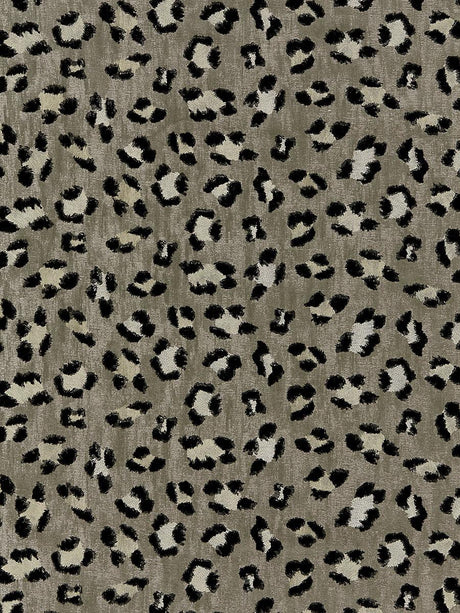 Scalamandre Broderie Leopard Ebony On Silver Fabric