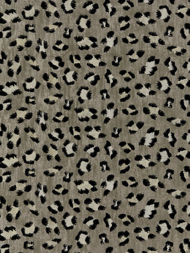 Scalamandre Broderie Leopard Ebony On Silver Fabric
