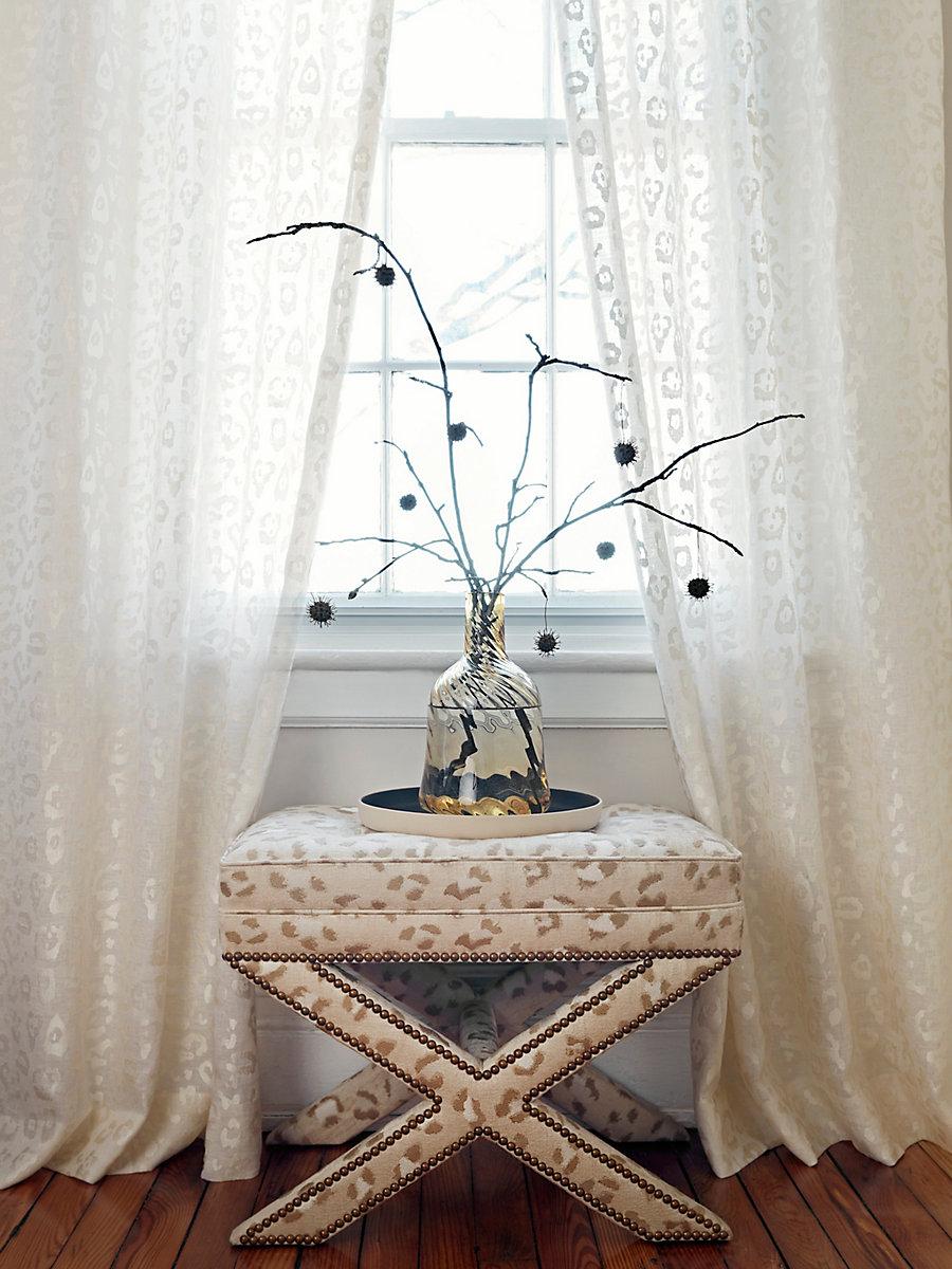 Scalamandre Broderie Leopard Ebony On Silver Fabric